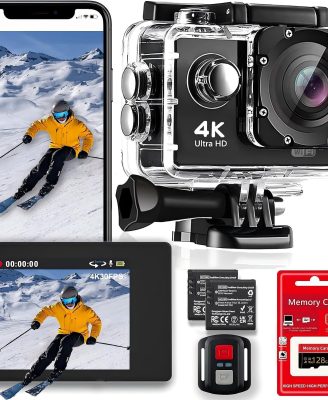 4K 30FPS WiFi Action Camera- 98FT Waterproof Ultra HD Underwater Camera, 170° Wide Angle 2.0" Screen, Sports Camera with 2 Batteries, 128GB Memory Card, Mounting Accessories Kit