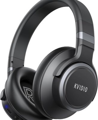 KVIDIO Active Noise Cancelling Headphones, 70 Hours Playtime Bluetooth Headphones Wireless with Microphone, Transparency Mode, Deep Bass and Hi-Fi Stereo Sound Over Ear Headphones for Travel Office
