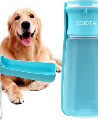 Portable Dog Water Bottle for Walking 19 OZ or 12 OZ Portable Pet Water Bottles for Puppy Small Medium Large Dogs Water Dispenser Dog Water Bowl Dog Accessories (19OZ Blue)